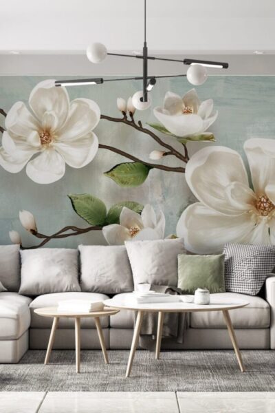Flores y ramas en relieve