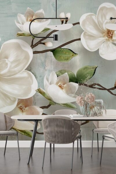 Flores y ramas en relieve