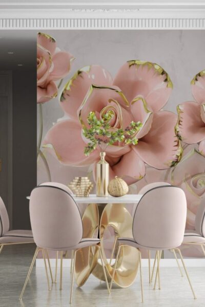 Flores Rosa antaño 3D